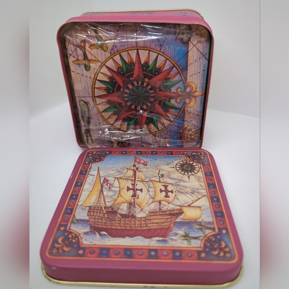 Nautical Theme Cork Backed Metal Coaster Boxed Set of 6 The Art Dept Inc. - Picture 2 of 7